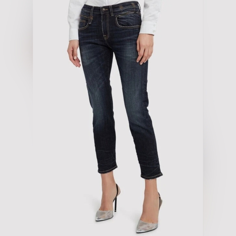 R13 Biker Boy in Howell Indigo Cropped Jeans Made in Italy